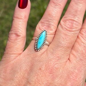 925 Sterling Silver Santa Maria Turquoise Marquise Ring